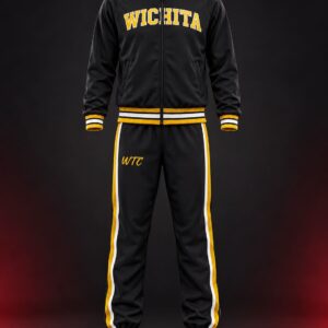 black and gold wichita warm up tracksuit