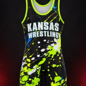 neon lime splatter wrestling singlet