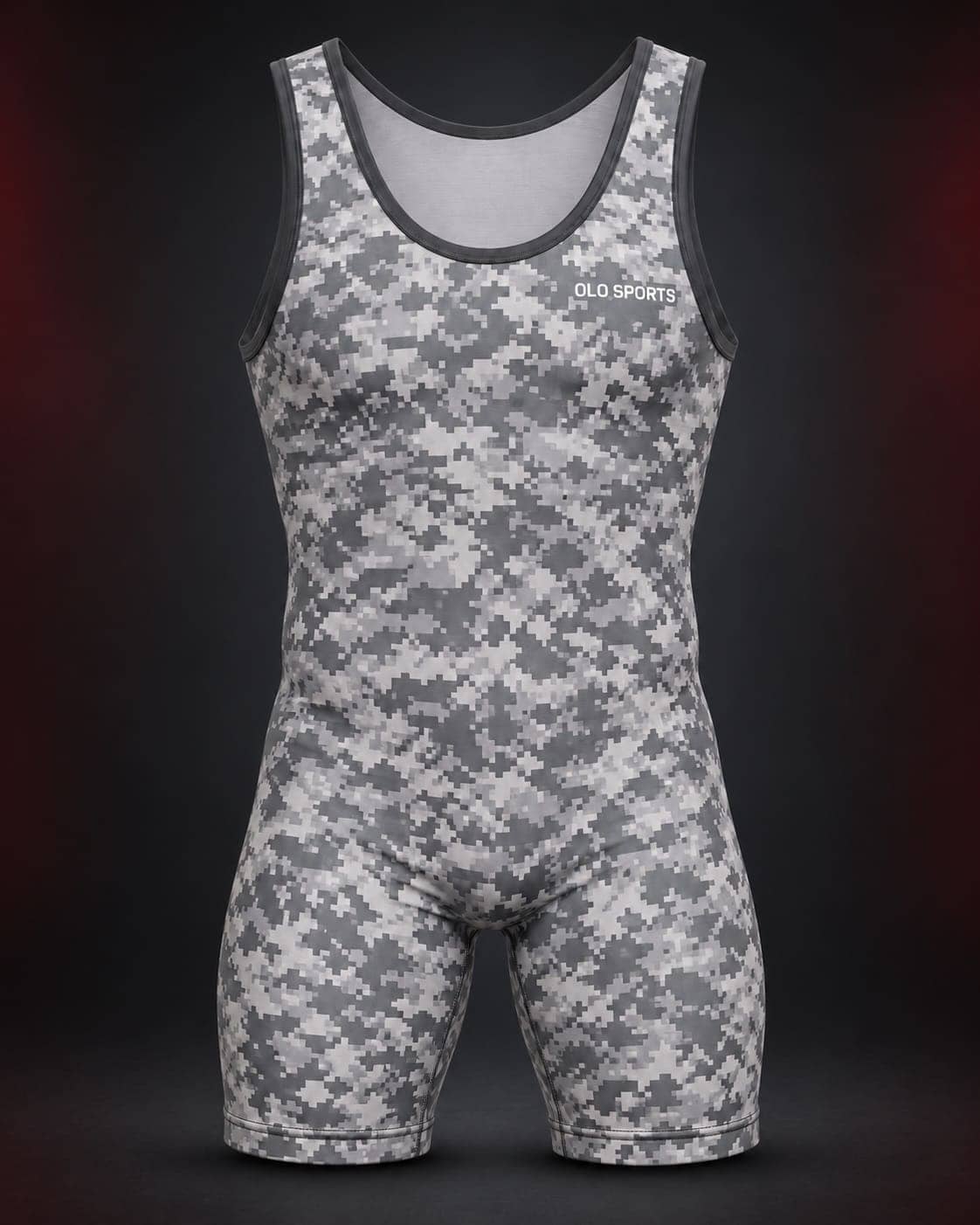 OLO Sports Grey Digital Camouflage Wrestling Singlet