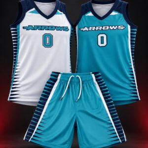 teal and white basketball uniform collection