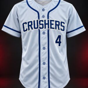 white and royal blue crushers baseball jersey